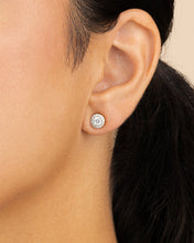Load image into Gallery viewer, Sterling Silver Round Cut Brilliant Halo Studs
