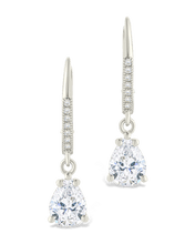 Load image into Gallery viewer, Sterling Silver Angelica Pear Cut CZ French Clip Earrings