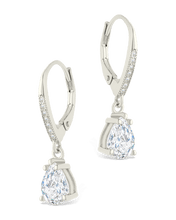 Load image into Gallery viewer, Sterling Silver Angelica Pear Cut CZ French Clip Earrings
