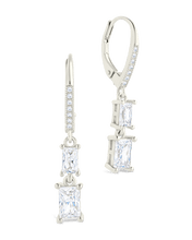 Load image into Gallery viewer, Sterling Silver Eulalia Emerald Cut CZ French Clip Earrings