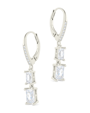 Load image into Gallery viewer, Sterling Silver Eulalia Emerald Cut CZ French Clip Earrings