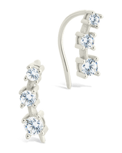 Load image into Gallery viewer, Sterling Silver Round Cut Mini Ear Crawlers