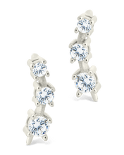 Load image into Gallery viewer, Sterling Silver Round Cut Mini Ear Crawlers