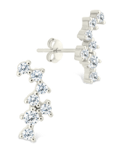 Load image into Gallery viewer, Sterling Silver Round Cut Cluster CZ Crawlers