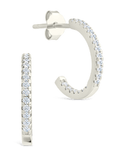 Load image into Gallery viewer, Sterling Silver Thin Bezel Statement Hoops