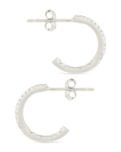 Load image into Gallery viewer, Sterling Silver Thin Bezel Statement Hoops