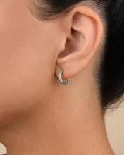 Load image into Gallery viewer, Sterling Silver Thin Bezel Statement Hoops