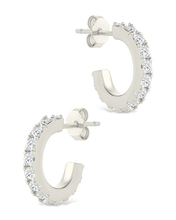 Load image into Gallery viewer, Sterling Silver Eleri CZ Tube Hoops