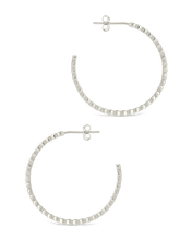 Load image into Gallery viewer, Sterling Silver Bezel Statement Bubble Hoops