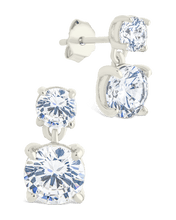 Load image into Gallery viewer, Sterling Silver Galatea Brilliant Cut CZ Studs