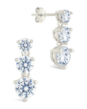 Load image into Gallery viewer, Sterling Silver Opaline Brilliant Cut CZ Studs