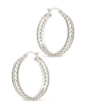 Load image into Gallery viewer, Double Row Herringbone Statement Hoop Earrings
