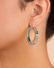 Load image into Gallery viewer, Double Row Herringbone Statement Hoop Earrings