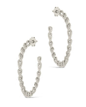 Load image into Gallery viewer, Rylan Flat Chain Hoop Earrings