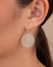 Load image into Gallery viewer, Sterling Silver Round Filigree Dangle Earrings