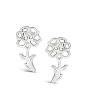 Load image into Gallery viewer, Sterling Silver Birth Flower Stud Earrings