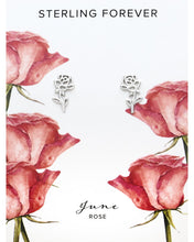 Load image into Gallery viewer, Sterling Silver Birth Flower Stud Earrings