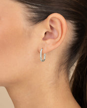 Load image into Gallery viewer, Sterling Silver Rectangle Huggie Hoop Earrings