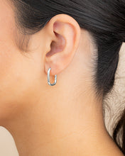 Load image into Gallery viewer, Sterling Silver Rectangle Huggie Hoop Earrings