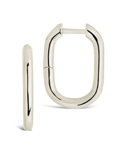 Load image into Gallery viewer, Sterling Silver Rectangle Huggie Hoop Earrings