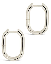 Load image into Gallery viewer, Sterling Silver Rectangle Huggie Hoop Earrings