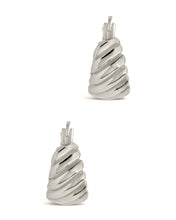 Load image into Gallery viewer, Sterling Silver Croissant Dome Hoop Earrings