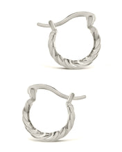 Load image into Gallery viewer, Sterling Silver Croissant Dome Hoop Earrings