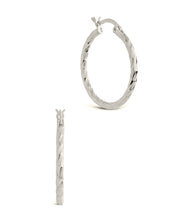 Load image into Gallery viewer, Sterling Silver Anita Textured Hoop Earrings