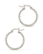 Load image into Gallery viewer, Sterling Silver Anita Textured Hoop Earrings