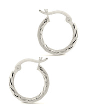 Load image into Gallery viewer, Sterling Silver Anita Textured Hoop Earrings