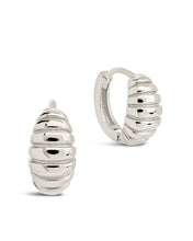 Load image into Gallery viewer, Sterling Silver Graham Ribbed Micro Hoop Earrings