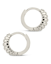 Load image into Gallery viewer, Sterling Silver Graham Ribbed Micro Hoop Earrings