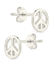 Load image into Gallery viewer, Sterling Silver Peace Sign Studs