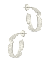 Load image into Gallery viewer, Sterling Silver Mary Textured Hoop Earrings