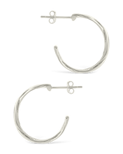Load image into Gallery viewer, Sterling Silver Janet Ribbed Hoop Earrings