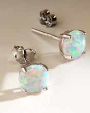 Load image into Gallery viewer, Sterling Silver 6mm Opal Earring Studs - In SIlver or 14K Gold Plated