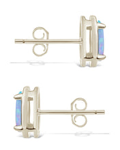 Load image into Gallery viewer, Sterling Silver Blue Opal Oval Stud Earrings