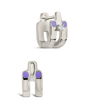 Load image into Gallery viewer, Zella CZ & Enamel Huggie Hoop Earrings