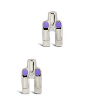 Load image into Gallery viewer, Zella CZ & Enamel Huggie Hoop Earrings