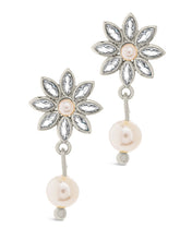 Load image into Gallery viewer, Esti CZ Flower & Pearl Drop Stud Earrings
