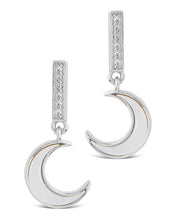 Load image into Gallery viewer, Valeria CZ & Moonstone Crescent Drop Stud Earrings