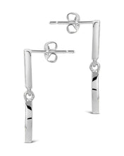 Load image into Gallery viewer, Valeria CZ & Moonstone Crescent Drop Stud Earrings