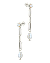 Load image into Gallery viewer, Fayelynn Pearl & Chain Drop Stud Earrings