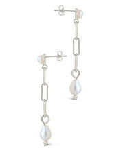 Load image into Gallery viewer, Fayelynn Pearl & Chain Drop Stud Earrings