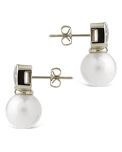 Load image into Gallery viewer, Hilda Pearl & Emerald Cut CZ Studs