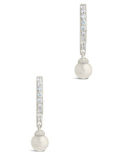 Load image into Gallery viewer, Sterling Silver Maggie CZ & Pearl Hoop Earrings