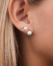 Load image into Gallery viewer, Sterling Silver Irene Pearl, Flower, & Heart Stud Earring Set of 3