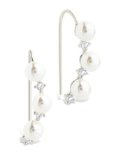 Load image into Gallery viewer, Sterling Silver Siena CZ & Pearl Threader Earrings