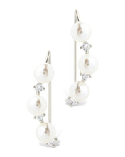Load image into Gallery viewer, Sterling Silver Siena CZ & Pearl Threader Earrings