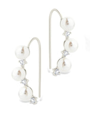 Load image into Gallery viewer, Sterling Silver Siena CZ & Pearl Threader Earrings